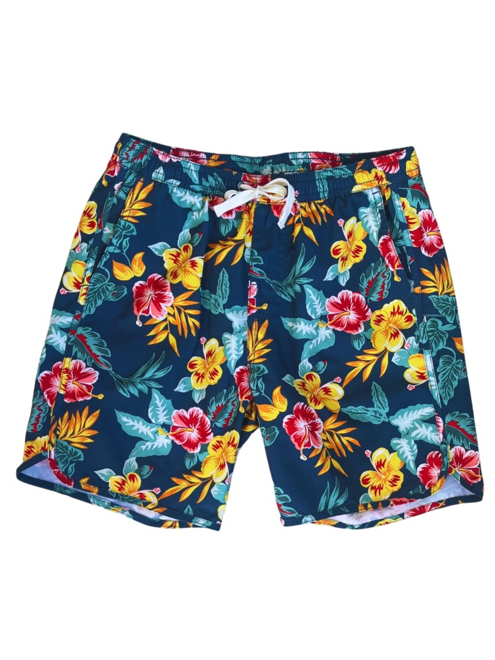 Fair Harbor Boy's Swim Shorts Size L Hawaiian Floral Print